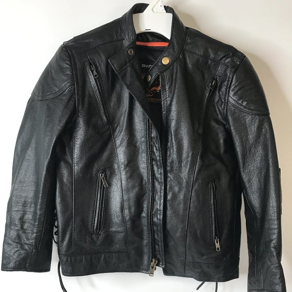 Women’s/Juniors Milwaukee Leather Motorcycle Jacket with Zip out Lining Black L